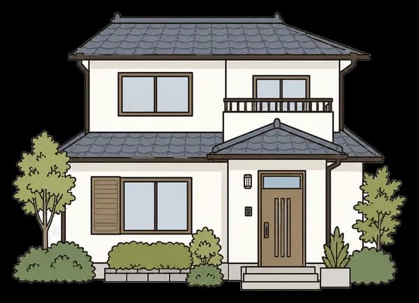 相談員と家族が親の家について相談している線画イラスト